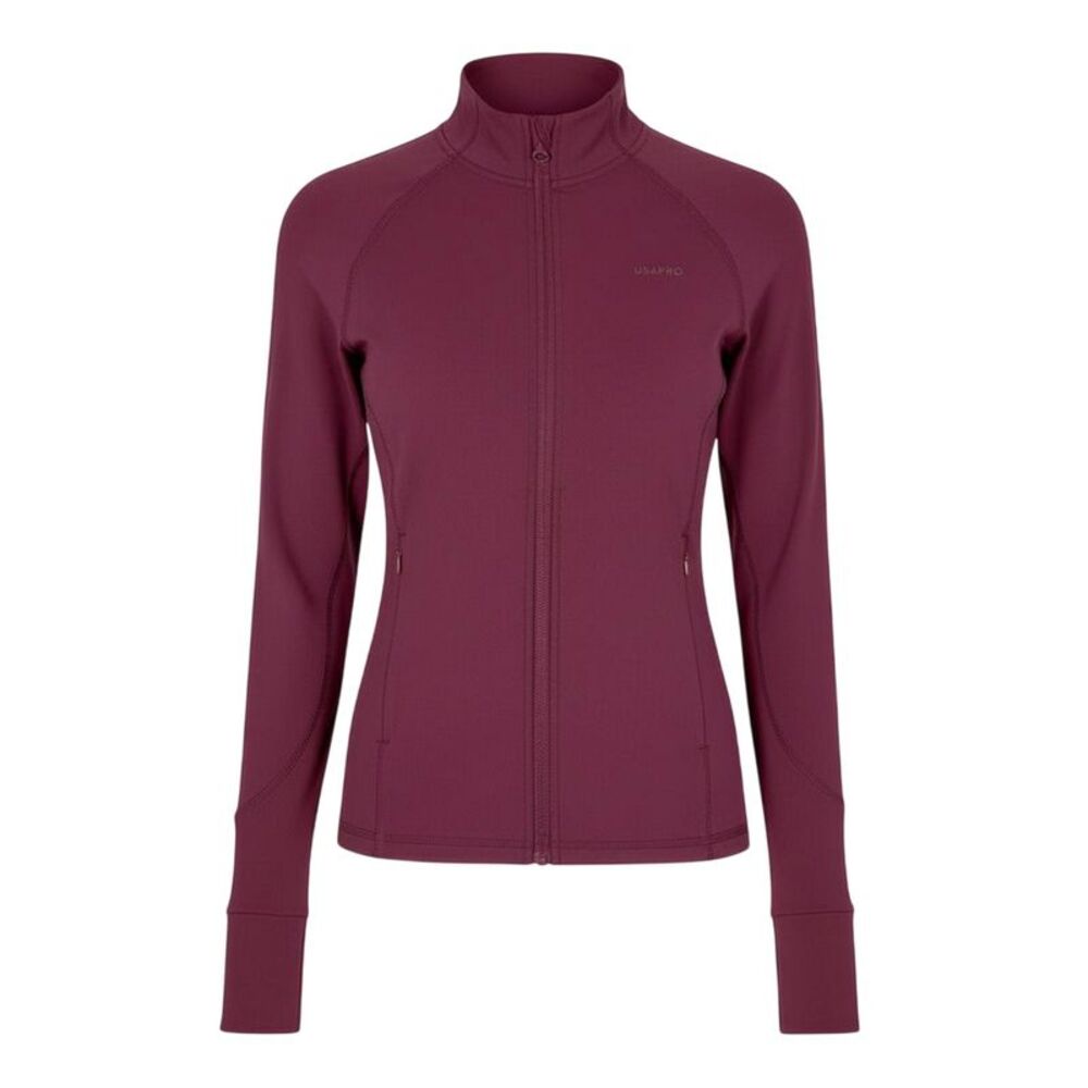 USA Pro Womens/Ladies Core Fitness Track Top / Dark Cherry